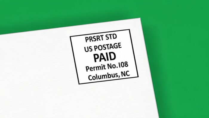 Prsrt Std meaning Presorted Standard marketing mail, abbreviated for the postal indicia